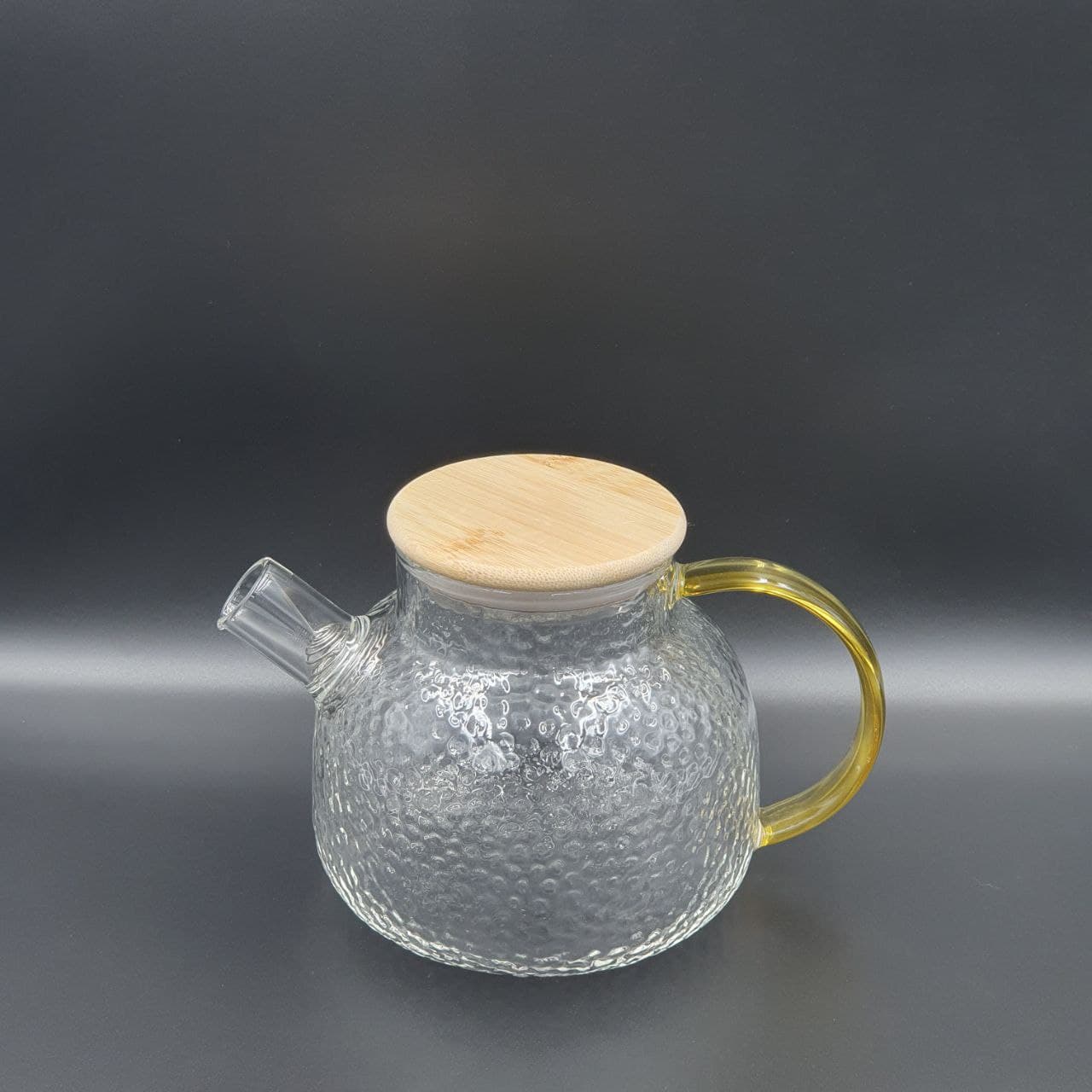 Чайник стекл 1000мл пруж желт/ручка терм/ст Бамбук TEA&POT