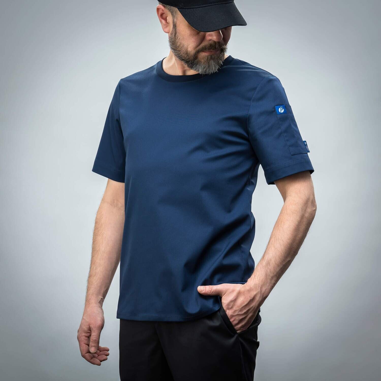 Китель-футболка поварской мужской синий р.54