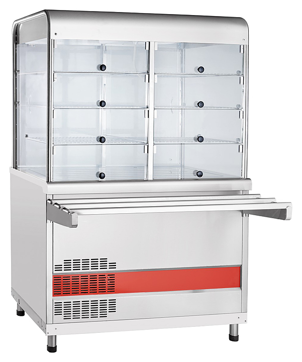 Прилавок-витрина холодильный ПВВ(Н)-70КМ-С-НШ вся нерж., плоский стол (1120 мм)